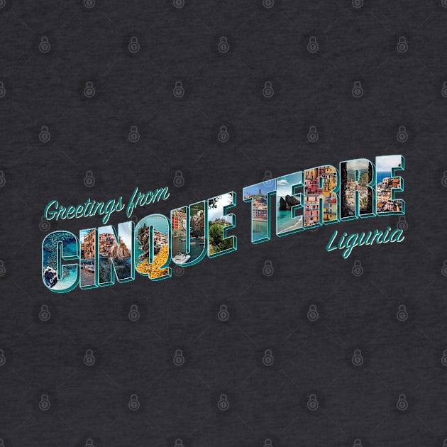 Greetings from Cinque Terre in Liguria Vintage style retro souvenir by DesignerPropo